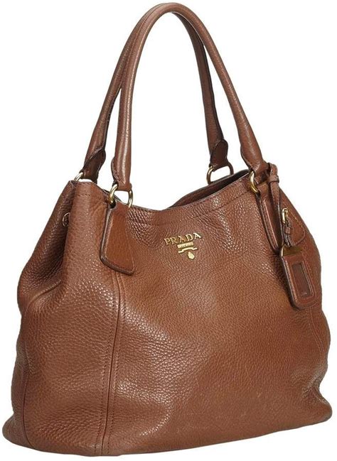 extra large brown leather prada tote|Prada brown leather tote bag.